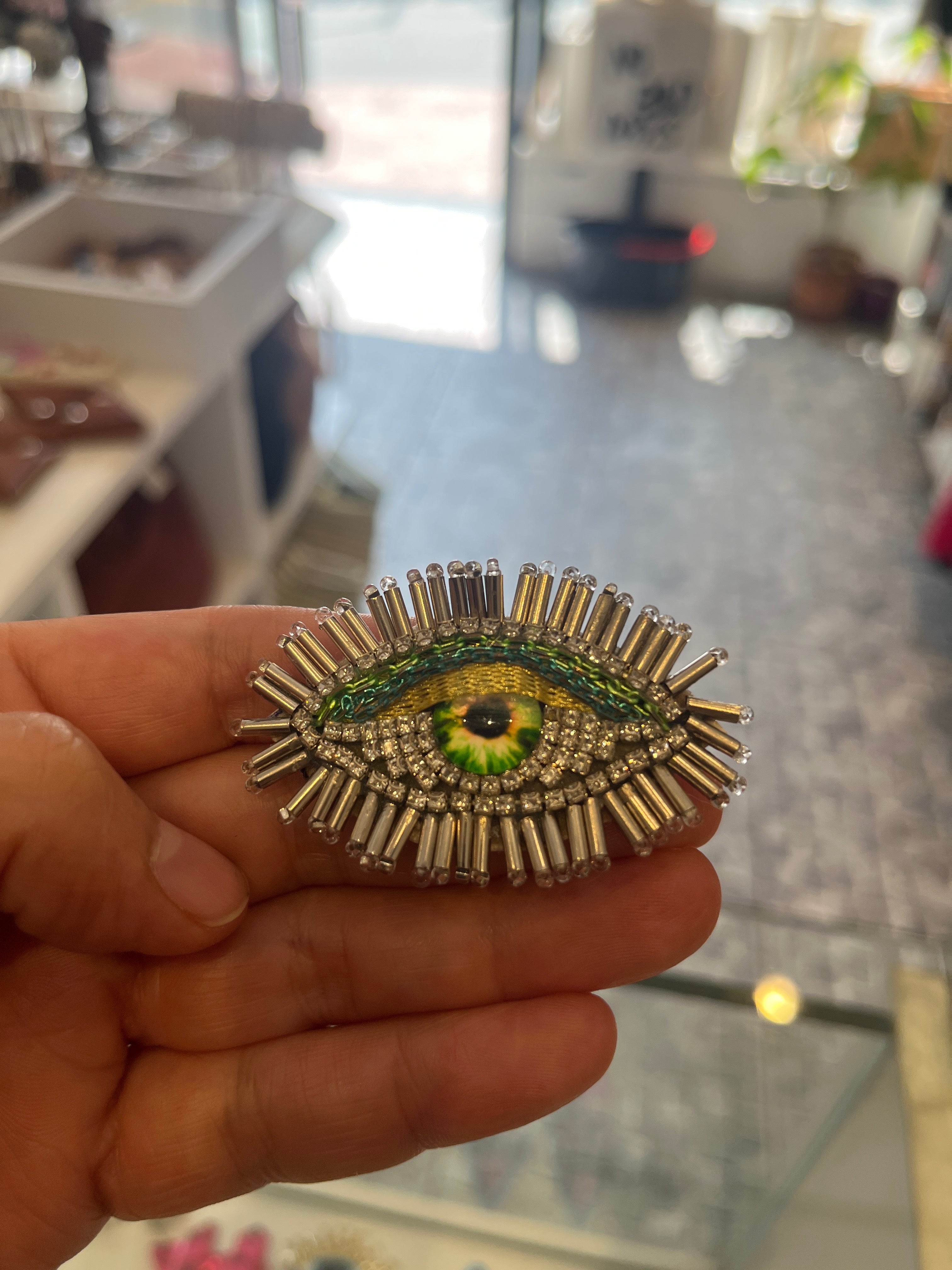 Handmade Beaded Evil Eye Brooch