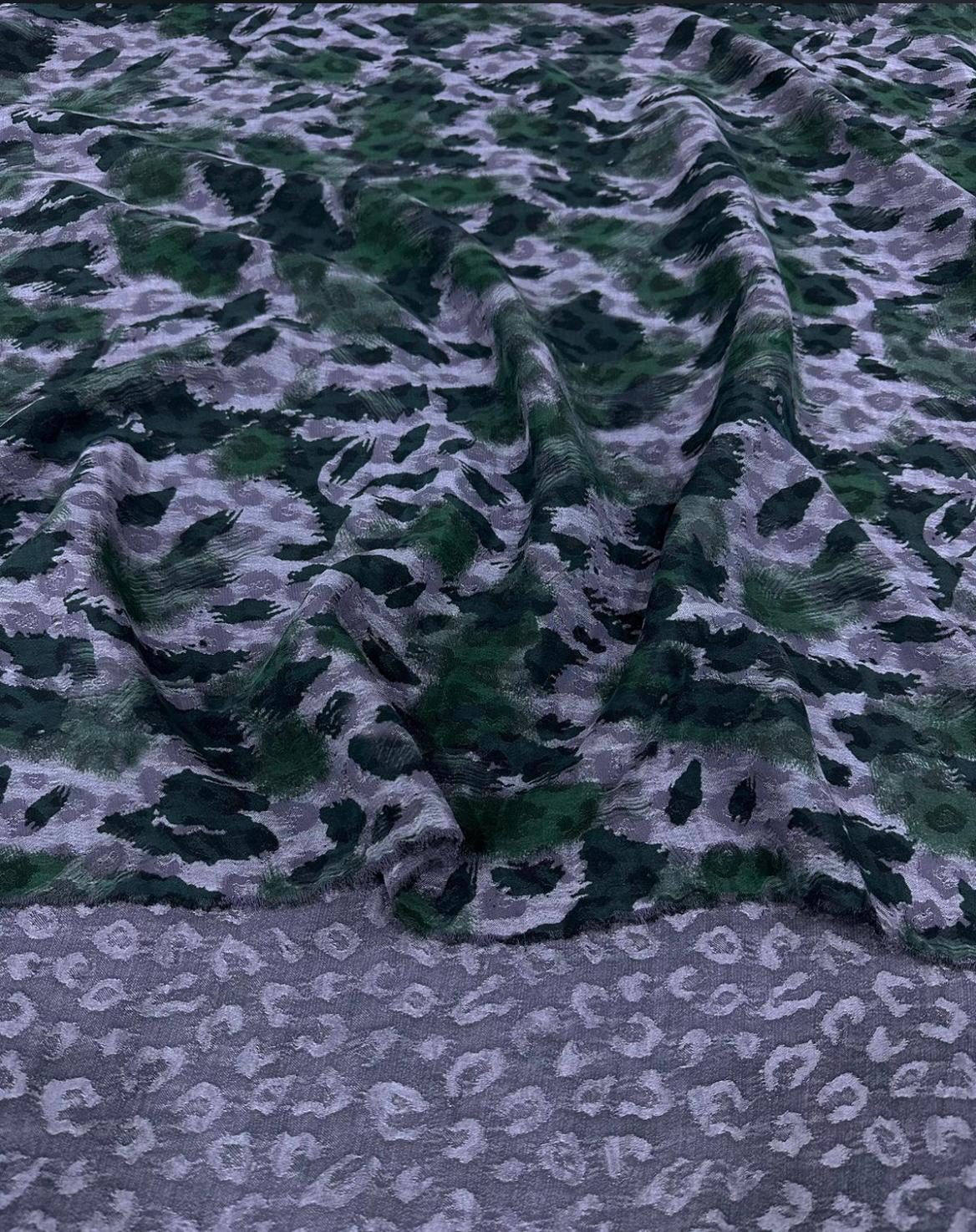 Washed Silk Kupra Leopard Bomber Jacket - Lavender Green