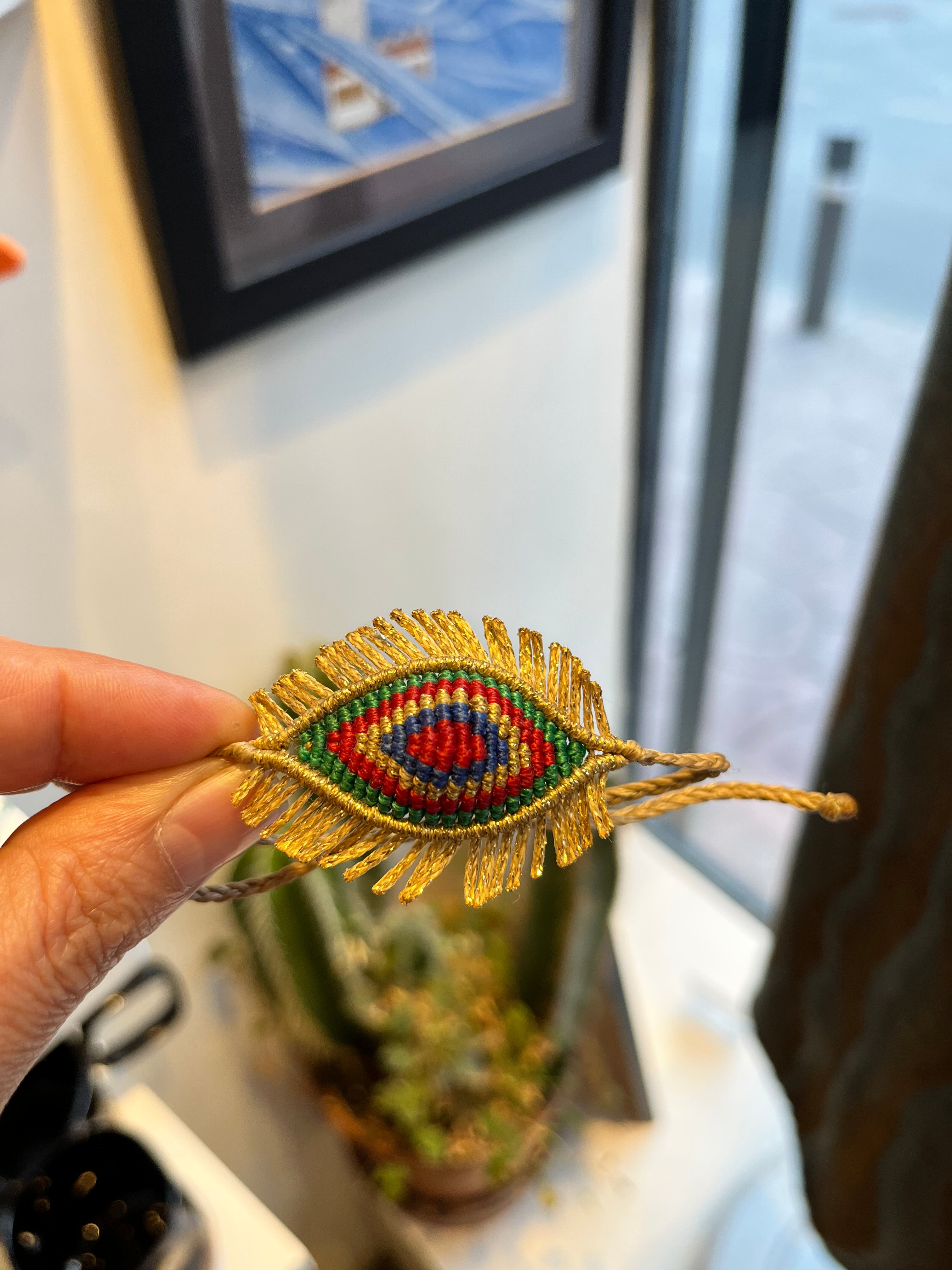 Handmade Rainbow Evil Eye Macramé Bracelet - Adjustable