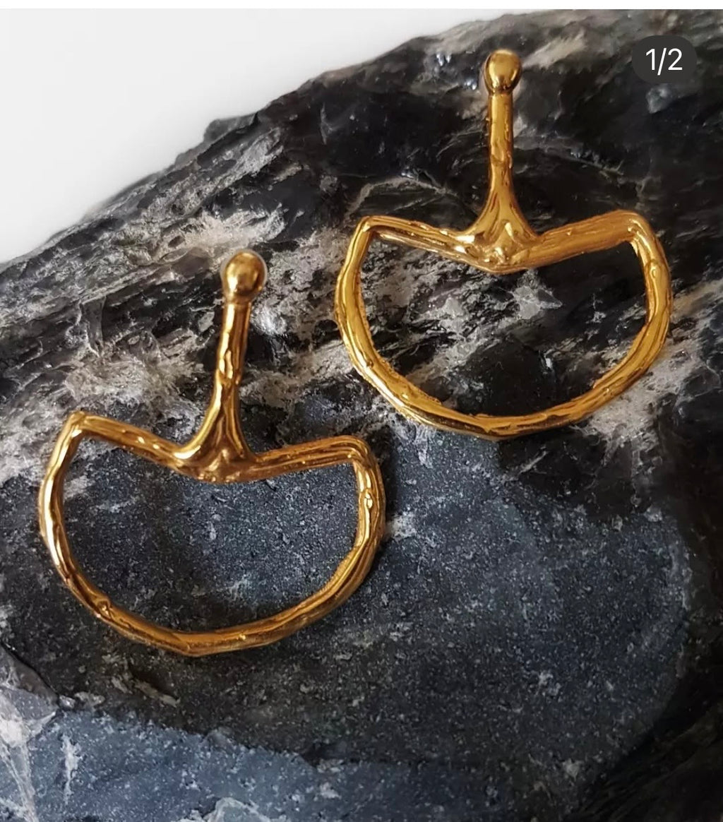 Organic Gold Plated Hoop Earrings - Handcrafted