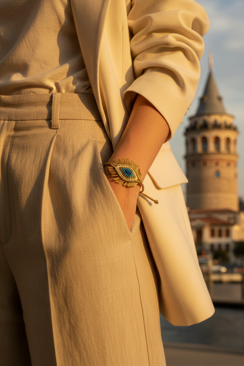 Beige Evil Eye Bracelet Galata
