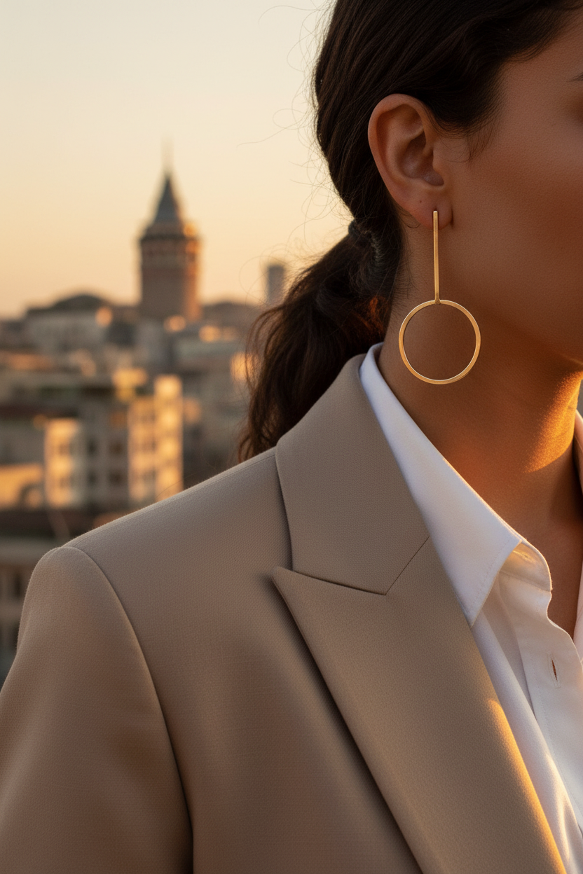 Bronze Circle Drop Earring Editorial
