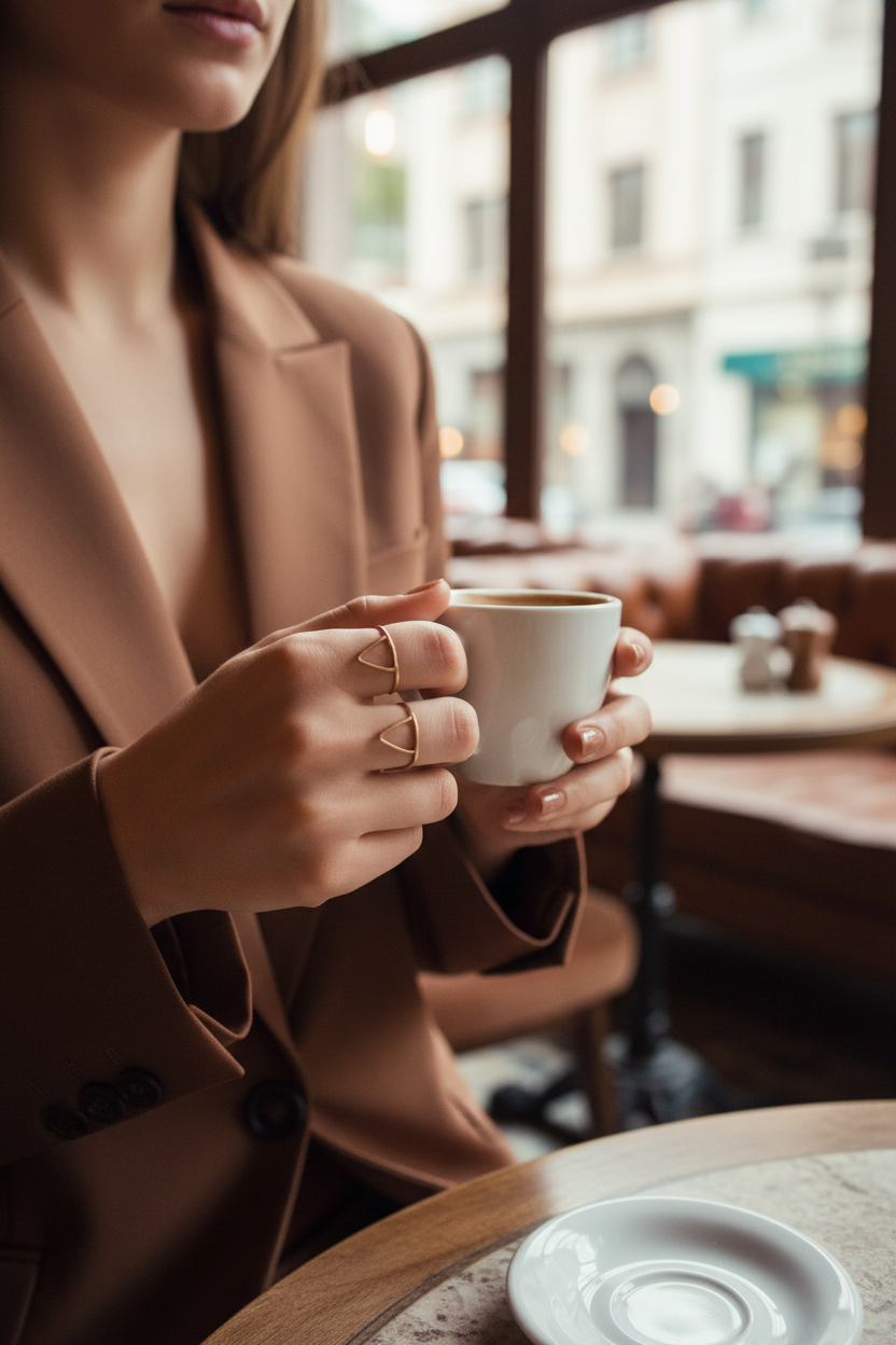 Bronze Triangle Ring Lifestyle