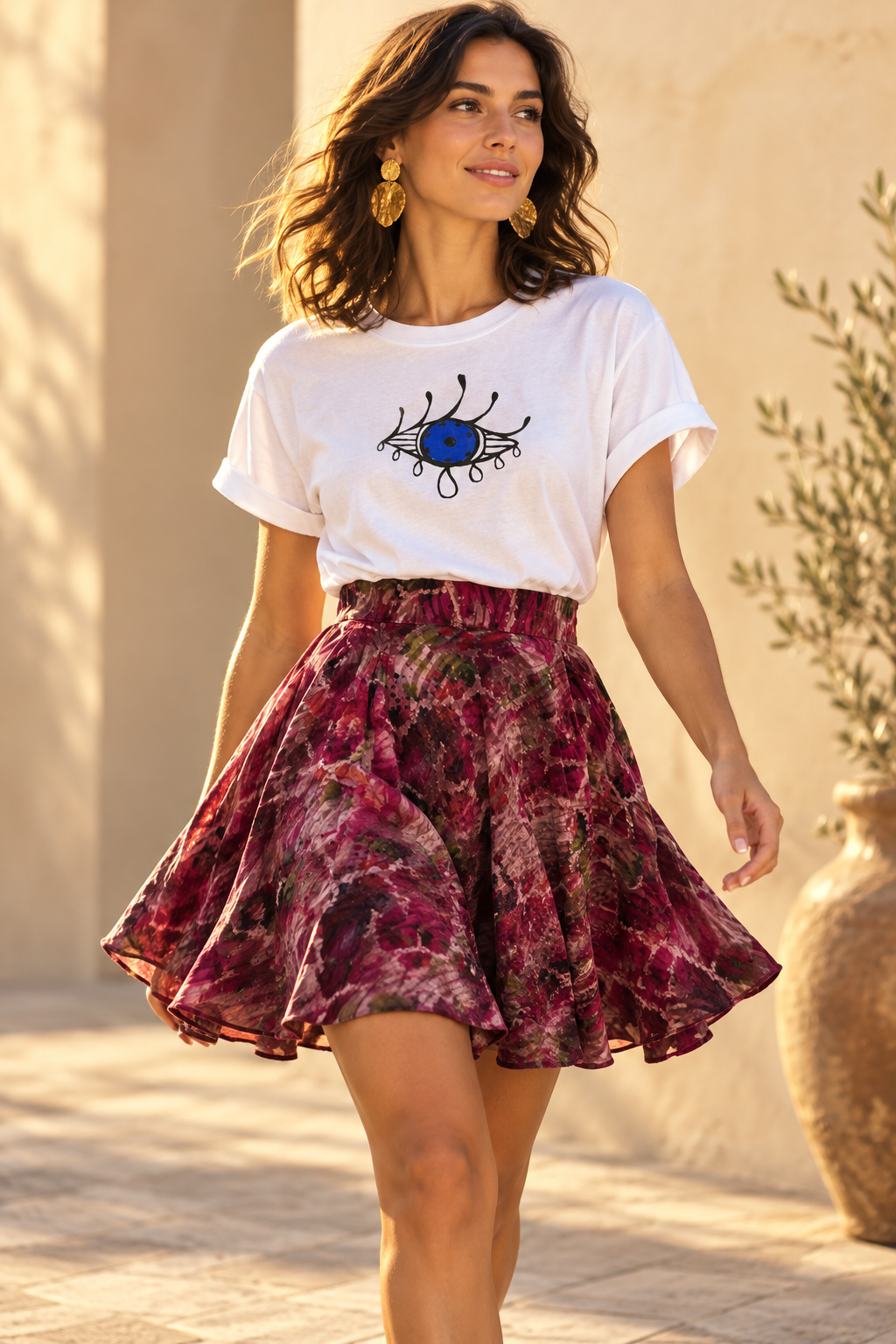 Burgundy Silk Skirt 55cm - Lifestyle