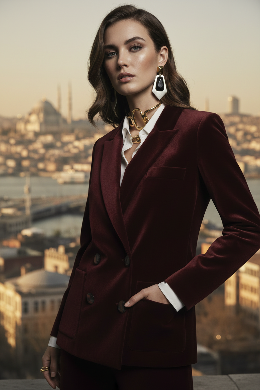 Burgundy Velvet Jacket Winter
