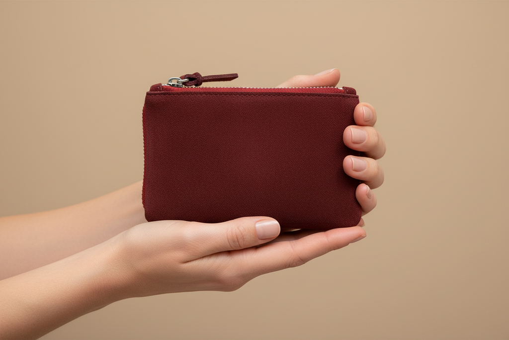 Burgundy Wallet Hands