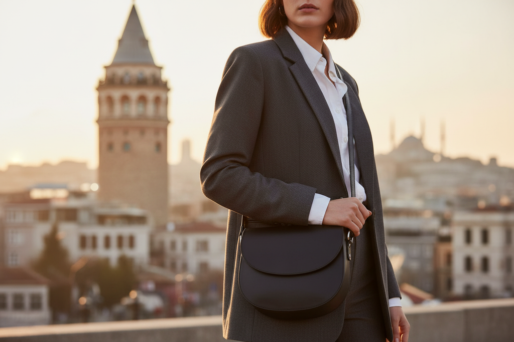 Deri Omuz Çantası Editorial Görsel