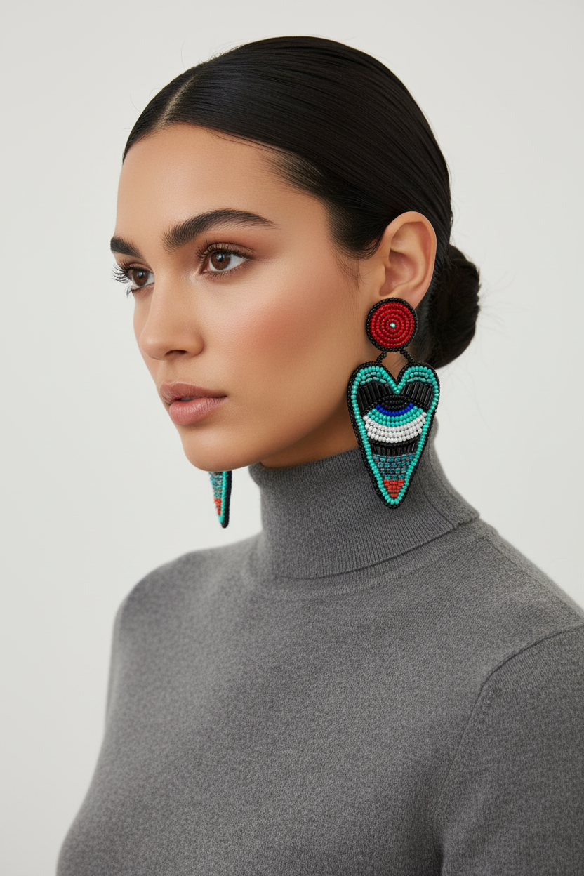 El Yapımı Göz Küpe - Editorial Manken Görseli