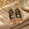 Frida Kahlo Miyuki küpe keten kumaş üzerinde