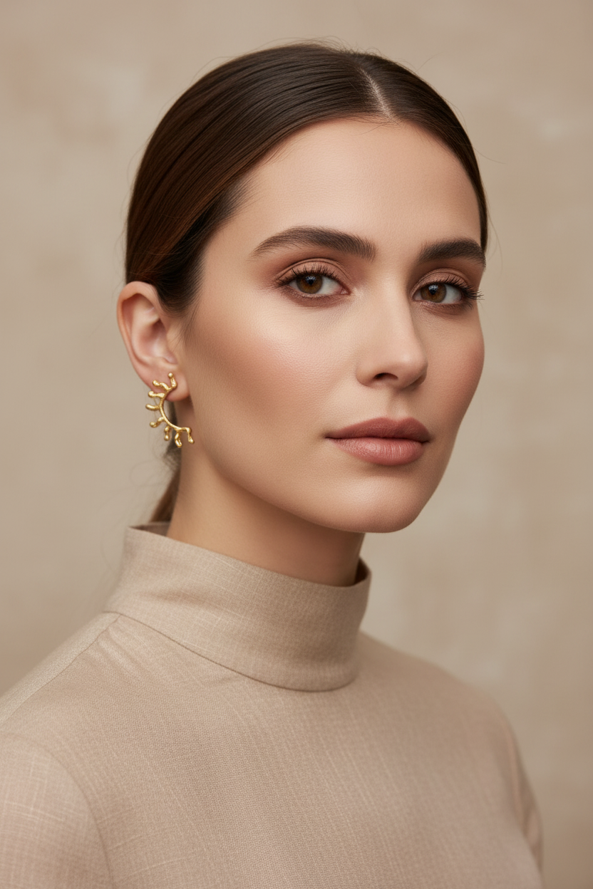 Güneş Bronz Küpe - Portre