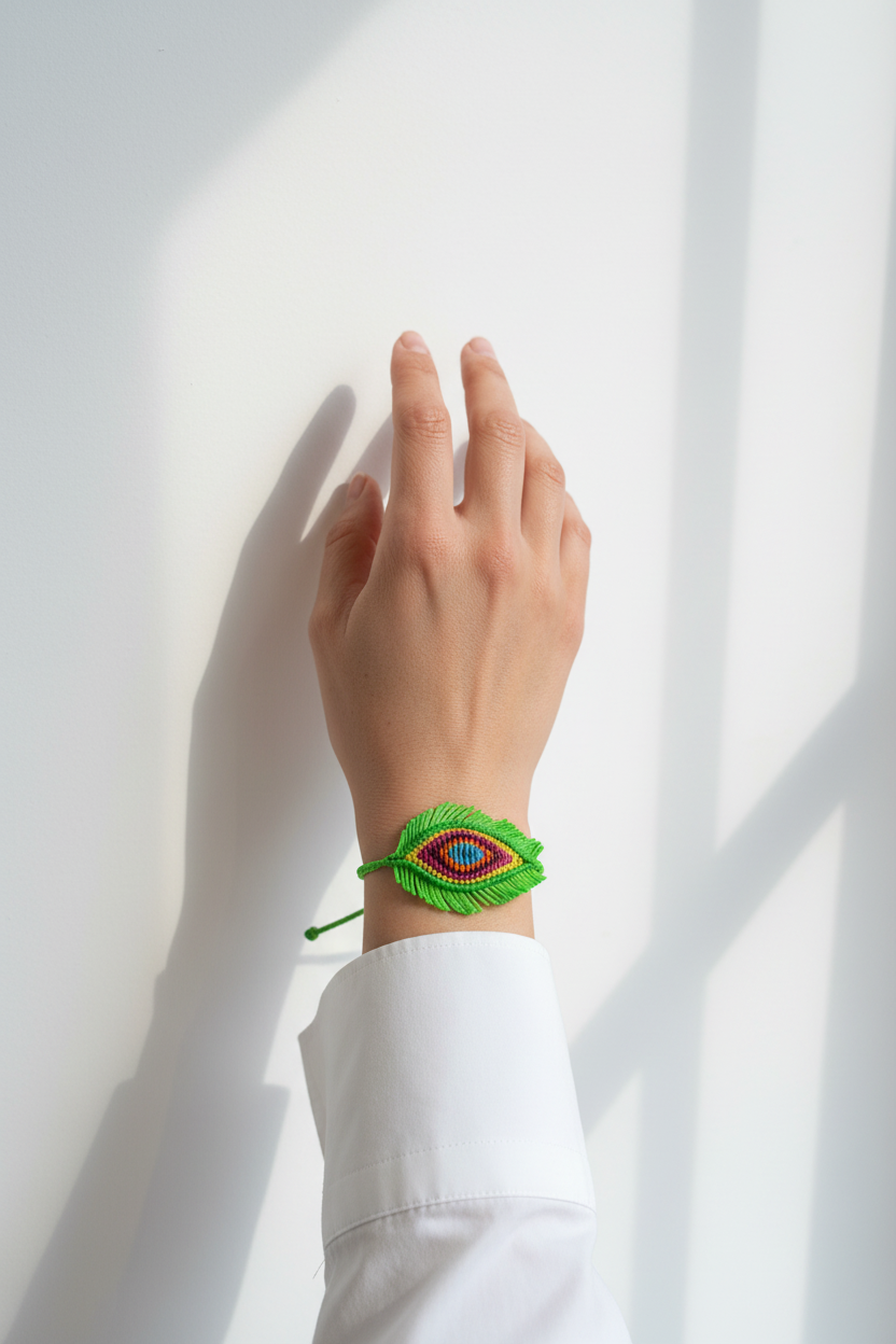 Gallery Art Editorial - Green Evil Eye Bracelet
