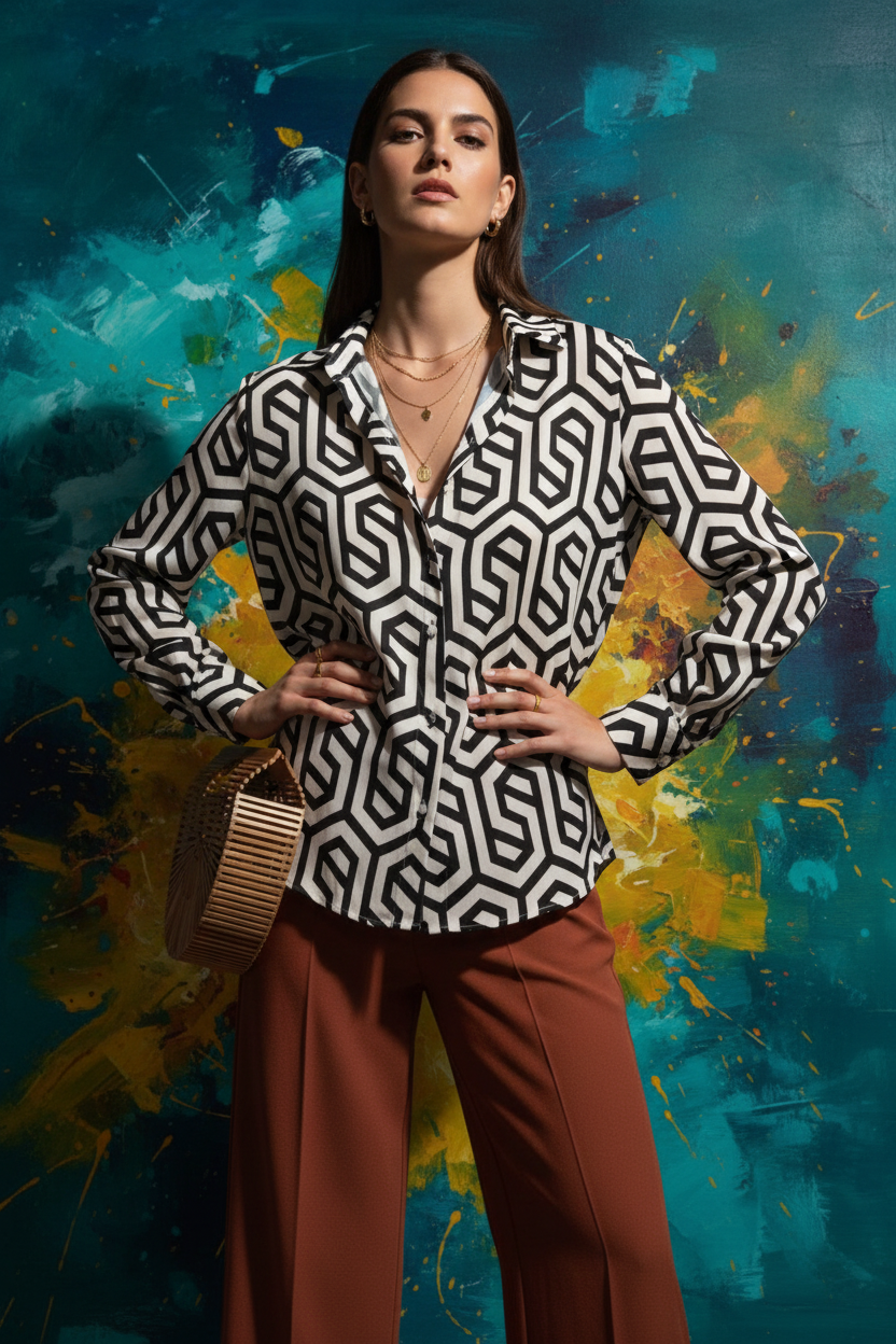 Geometric Print Shirt Editorial