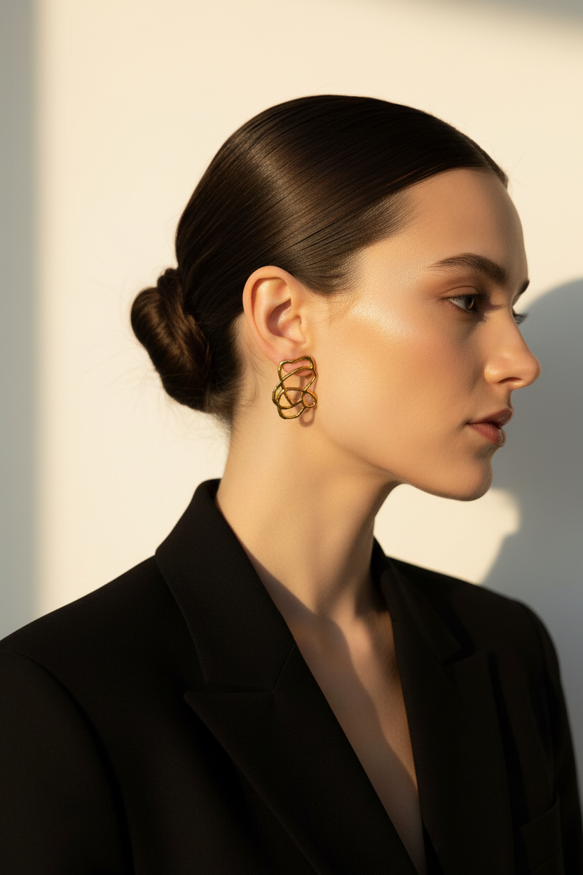 Gold-Plated Bronze Earrings - Detail Shot