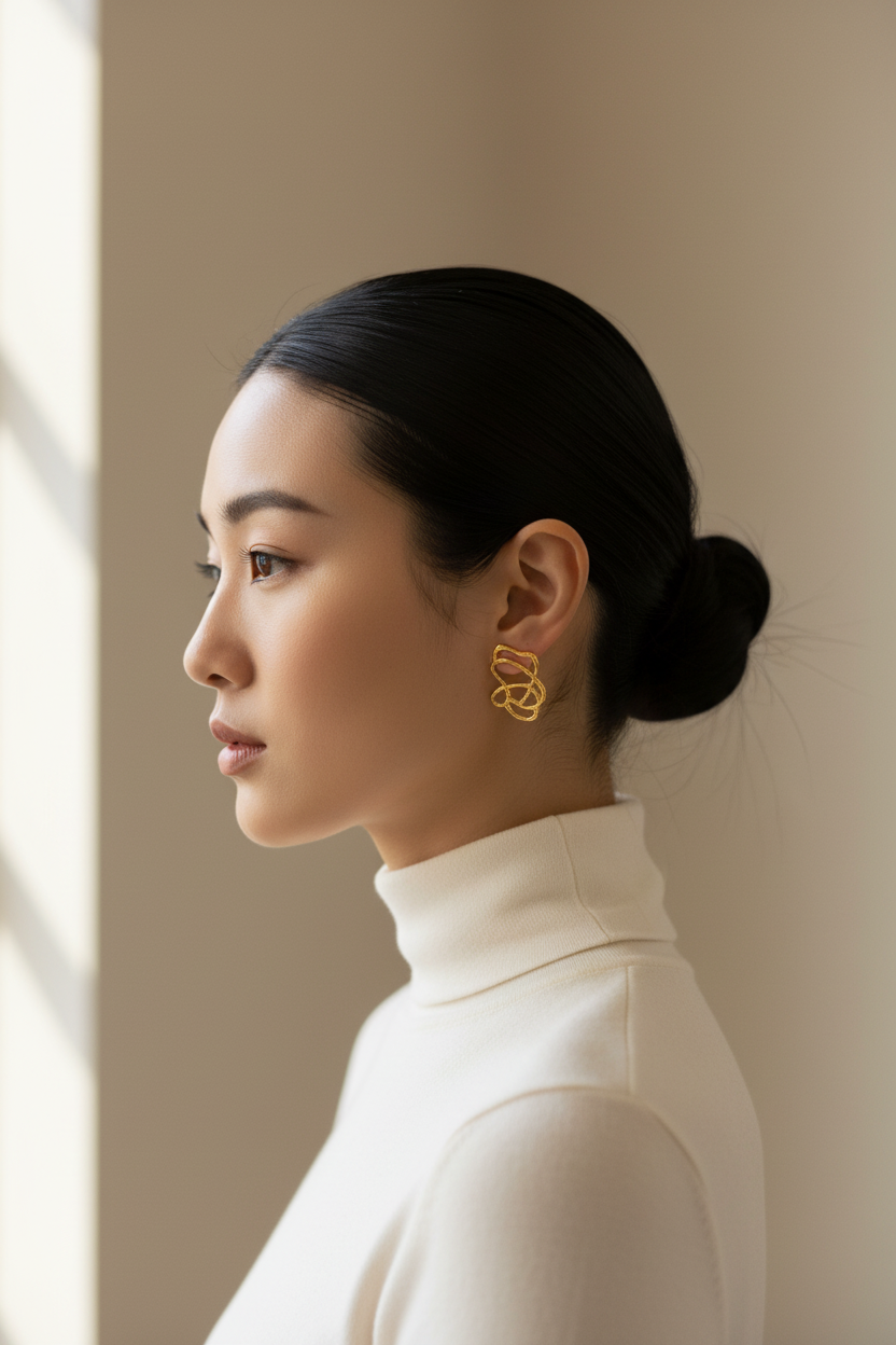 Gold-Plated Bronze Earrings - Side Profile