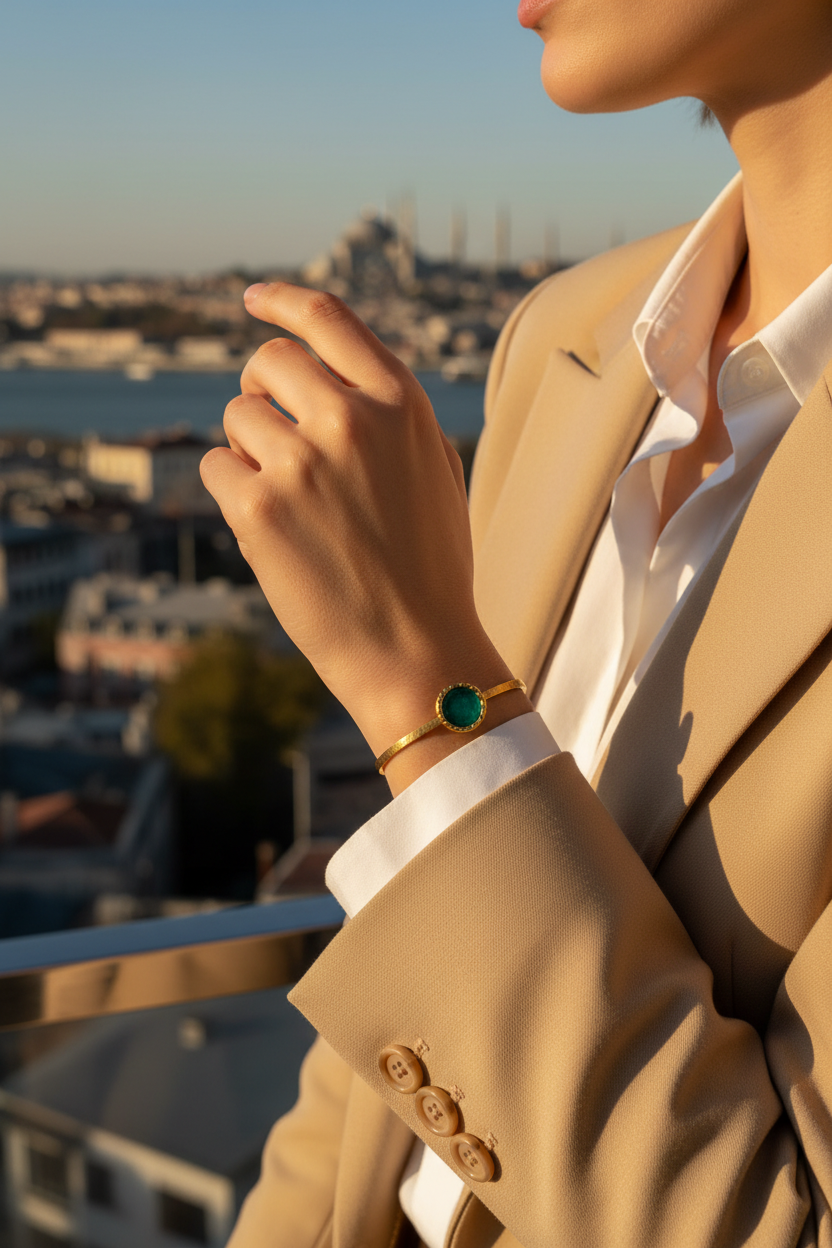 Green Enamel Bracelet Editorial