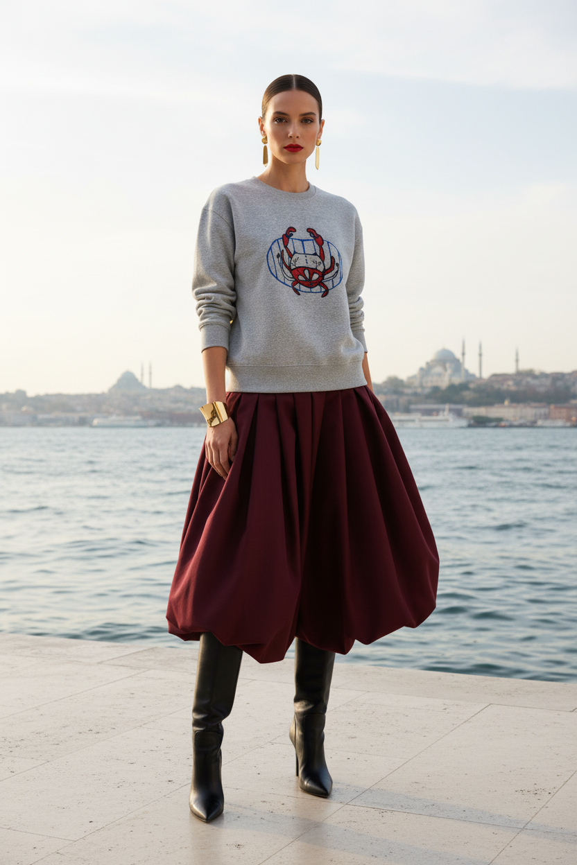 Hand-Drawn Crab Sweatshirt - Clean Background