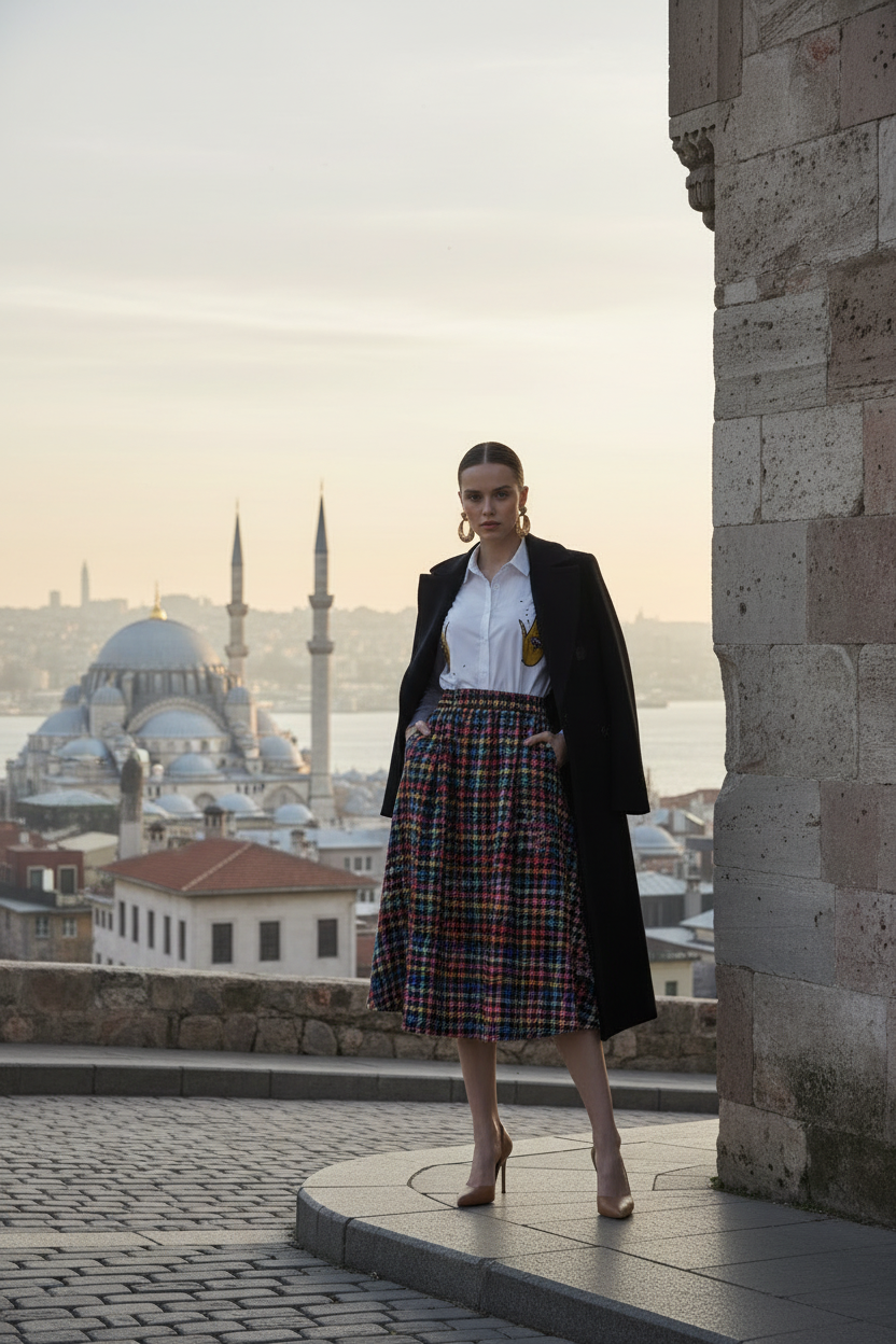 Houndstooth Skirt Winter - Improved