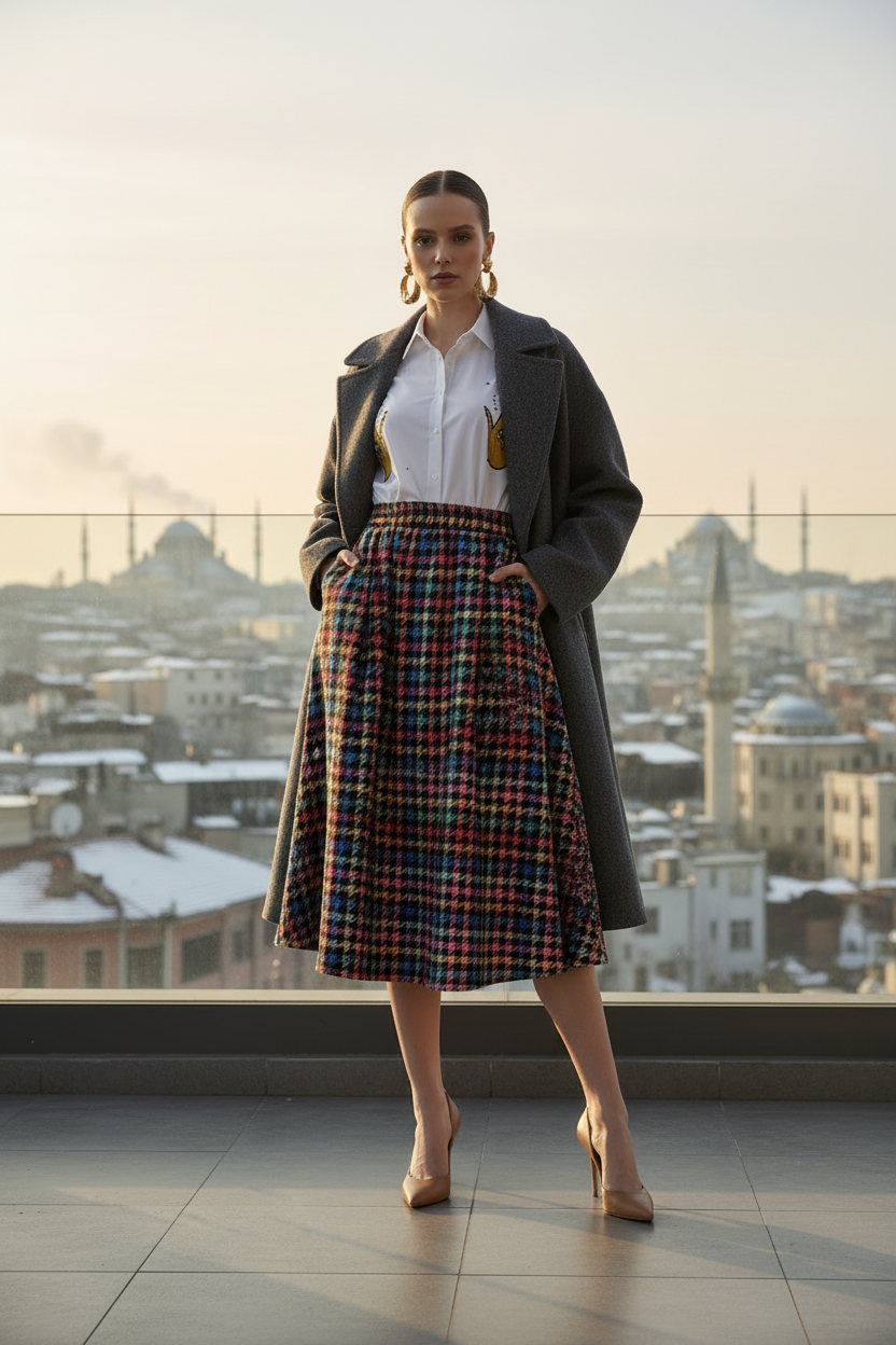 Houndstooth Skirt Winter