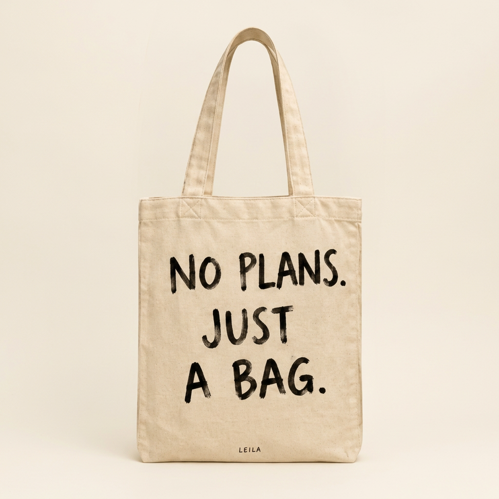 No Plans. Just a Bag. Hand-Drawn Cotton Tote
