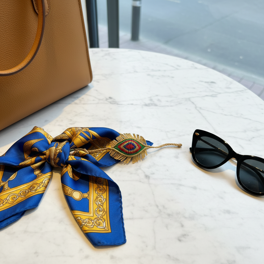 Handmade Macrame Evil Eye Brooch - Gold Fringed Nazar Bead