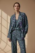 Mint & Purple Leopard Washed Silk Oversized Jacket