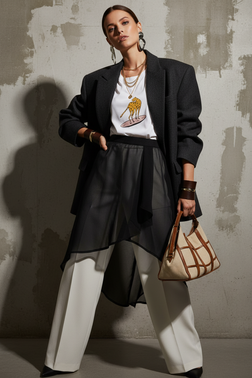 Çita Desenli Tişört - Editorial Stil 2