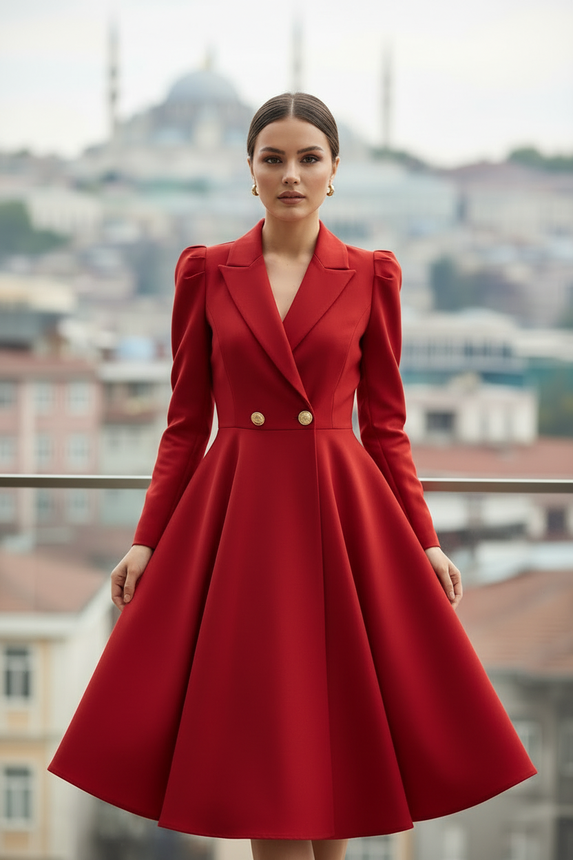 Kırmızı - 65 cm Diz Altı - Tam Boy