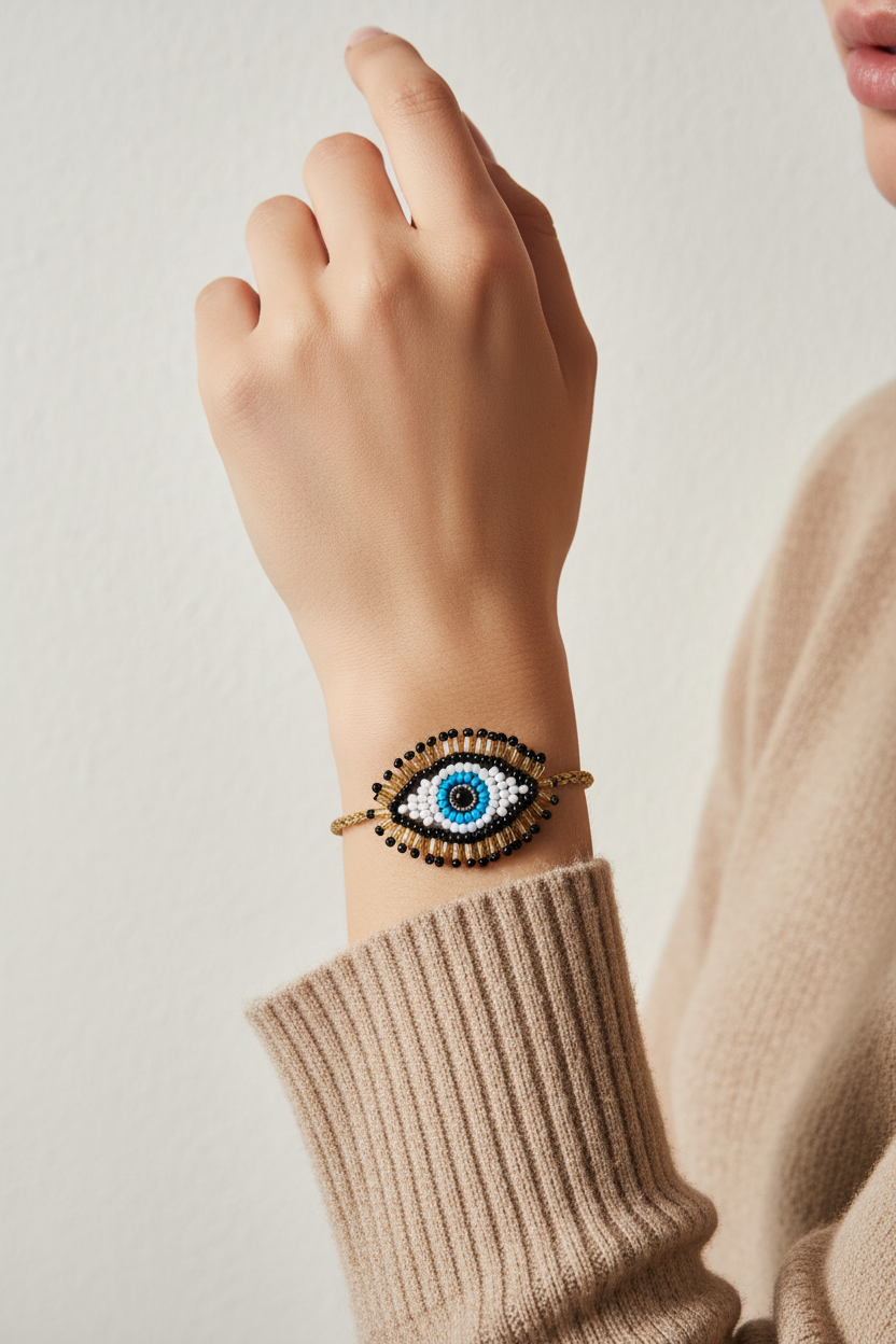 Mavi Göz Bileklik - Editorial Manken