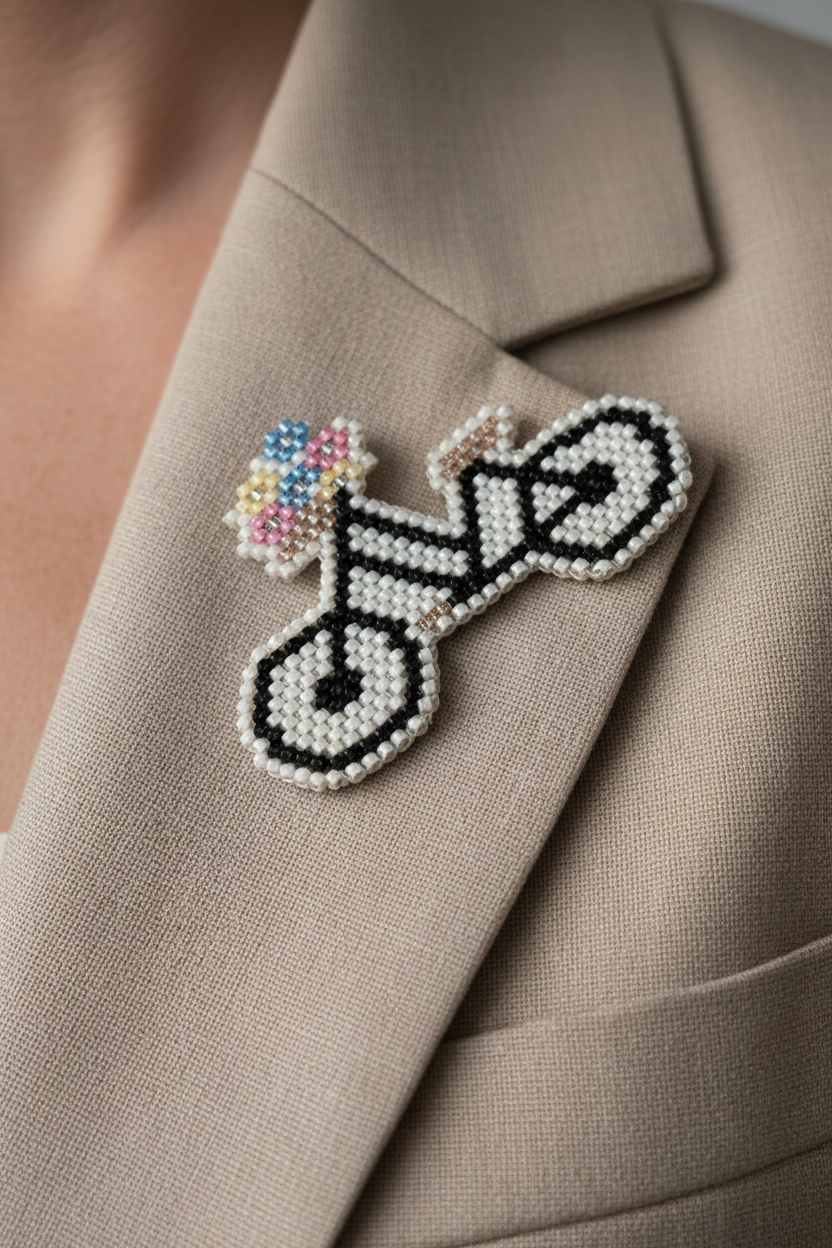 Miyuki Bicycle Brooch Lapel Detail