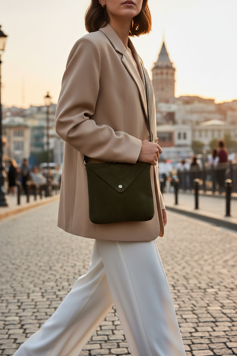 Olive Green Suede Bag Istanbul 1