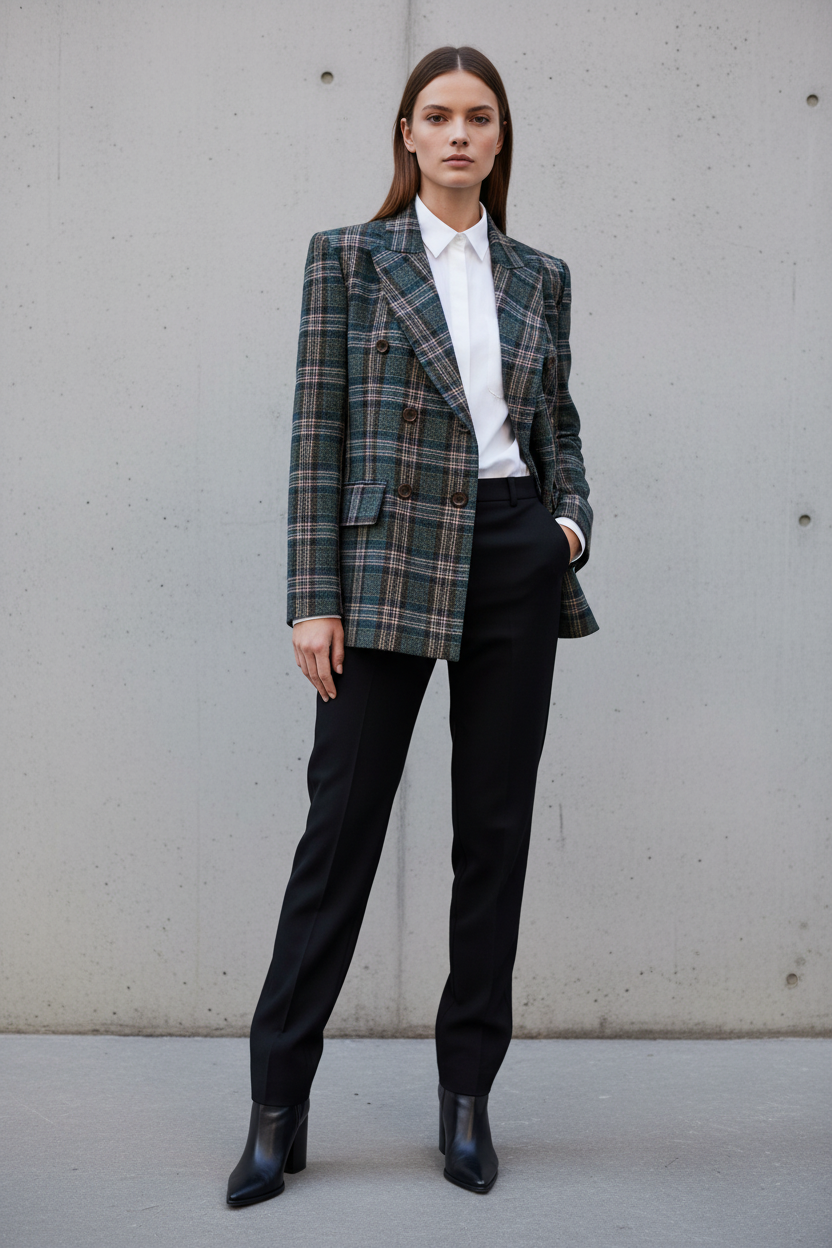 Plaid Blazer Concrete Background