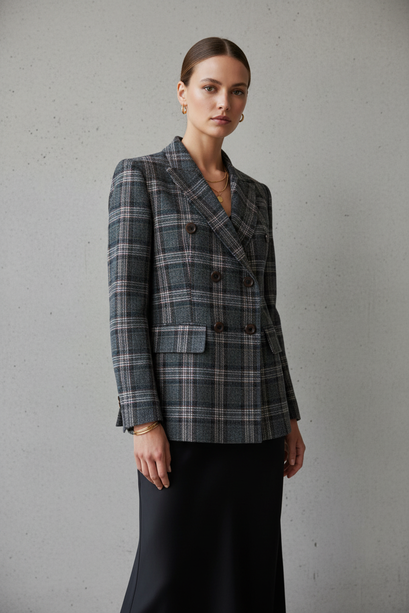 Plaid Blazer with Dress