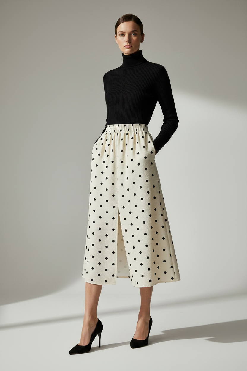 Polka Dot Skirt - 3/4 Angle