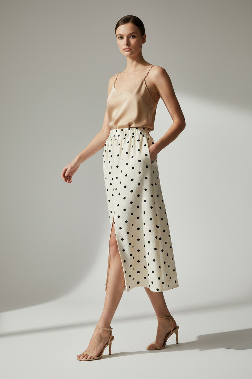 Polka Dot Skirt - Walking Pose