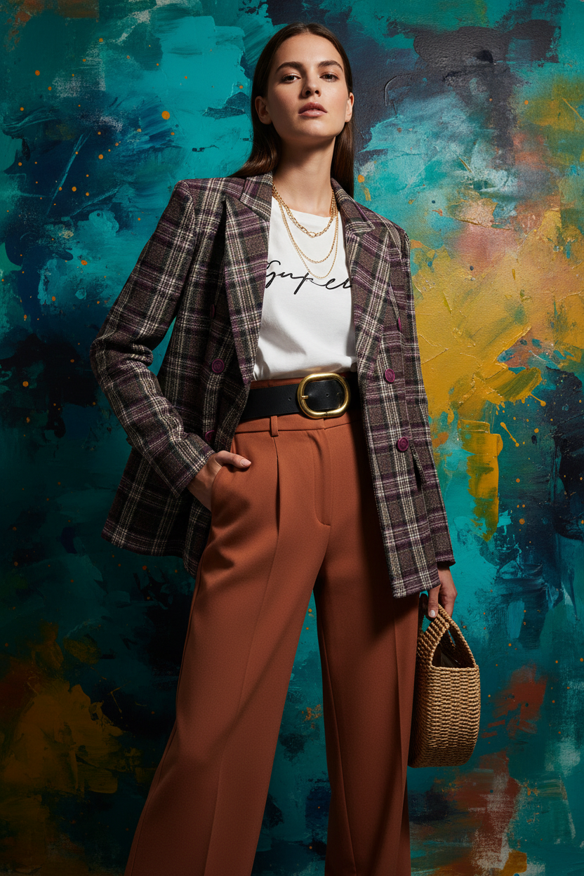 Premium Plaid Blazer Editorial