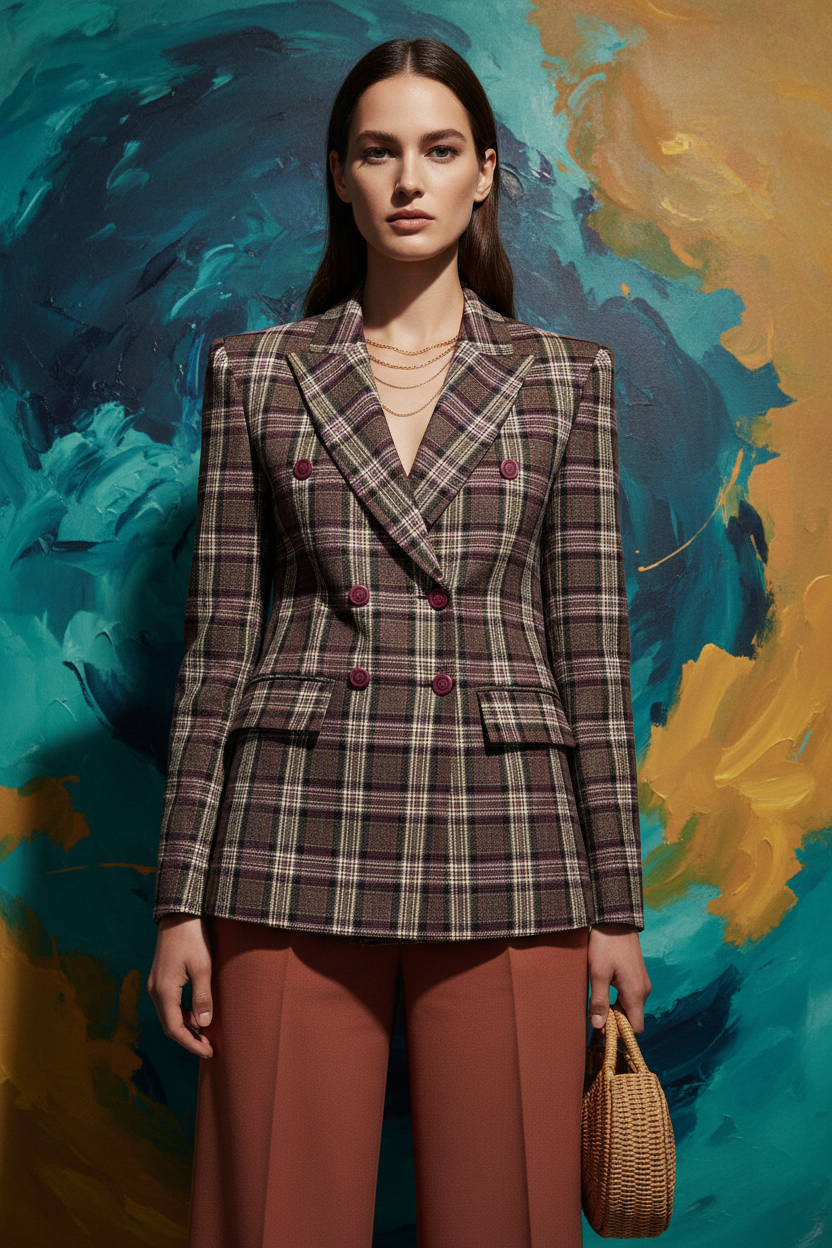 Premium Plaid Blazer Fully Buttoned