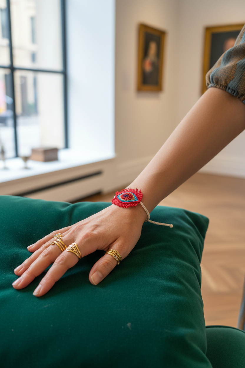 Red Fringe Rainbow Eye Close-up