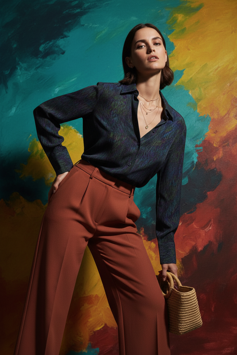 Stone-Washed Silk Shirt Terracotta