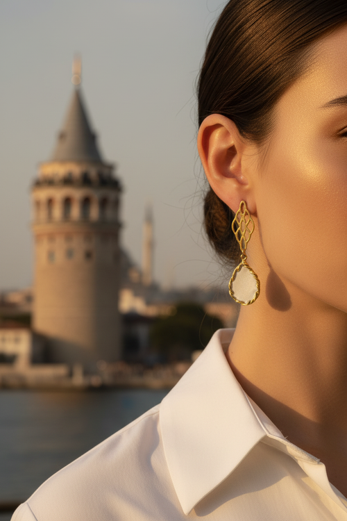 White Enamel Earrings 1