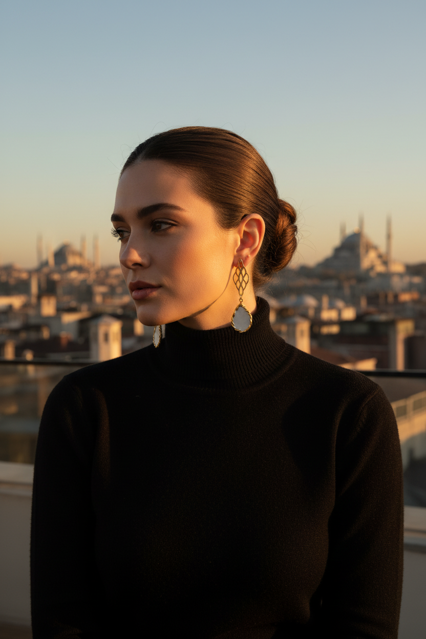 White Enamel Earrings 3