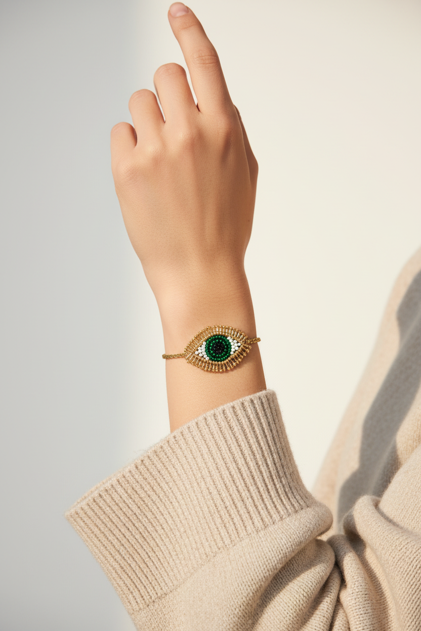 Yeşil Göz Bileklik - Editorial Manken