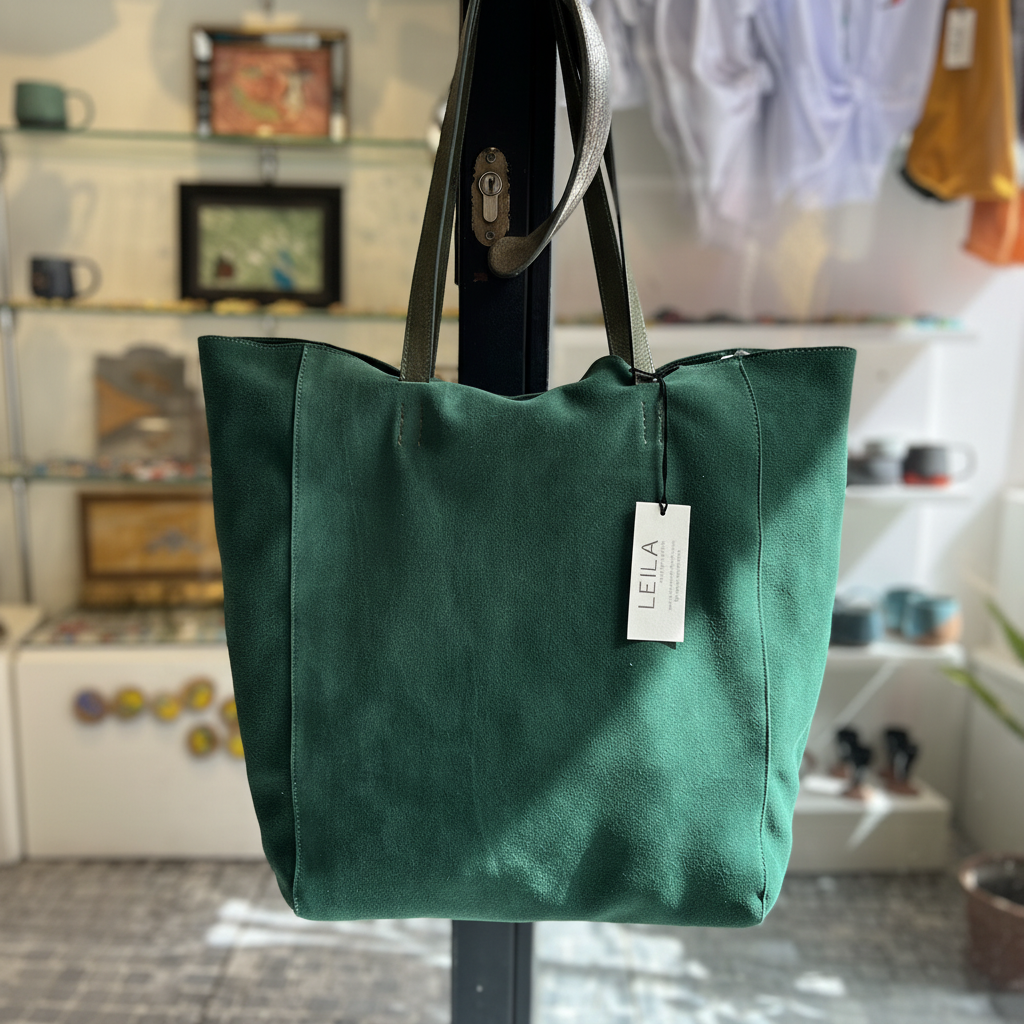 Yeşil Süet Tote Çanta